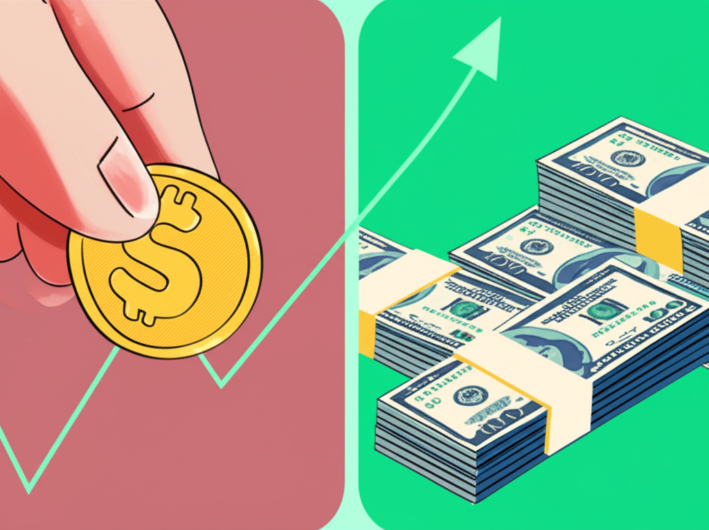 投資者將資金從黃金轉向美元資產的插圖,代表美國經濟強勁或升息時美元資產吸引力的增加