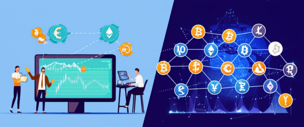 外匯交易與虛擬貨幣交易對比示意圖