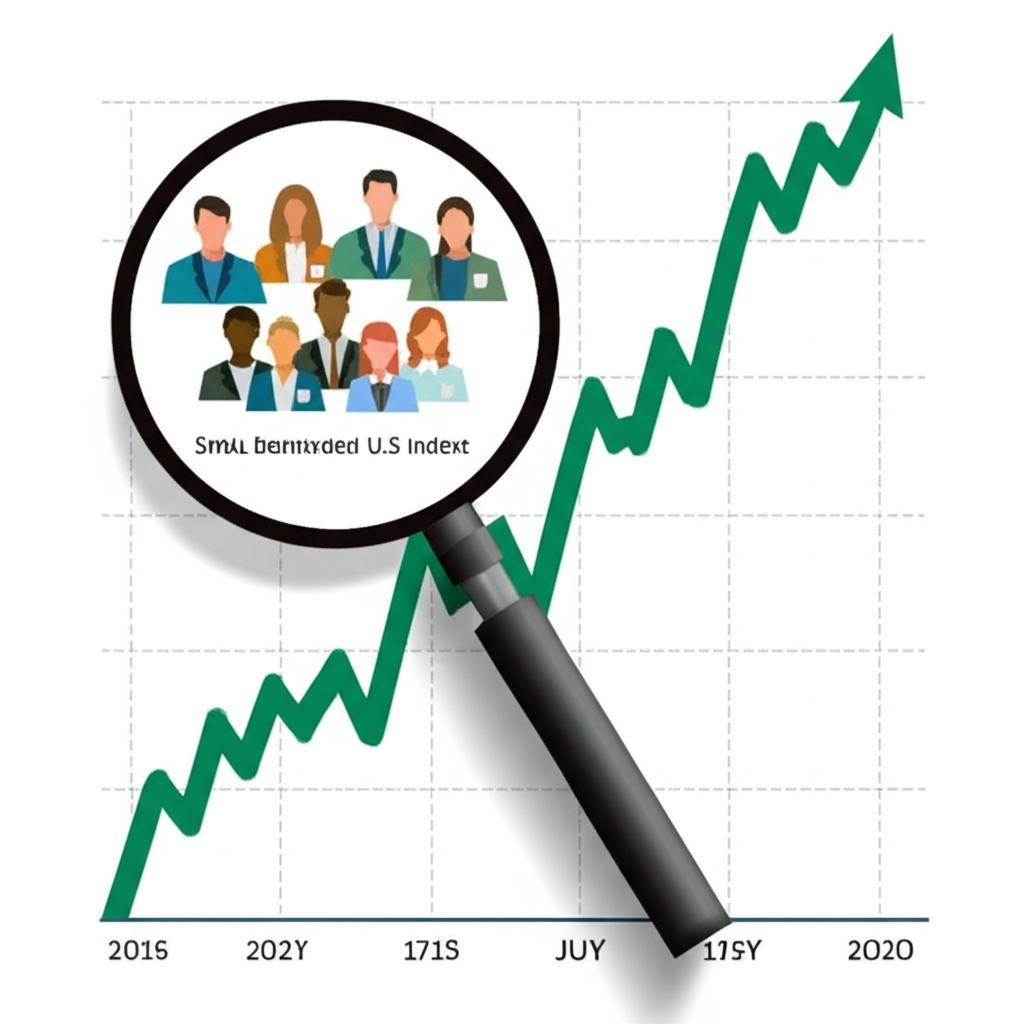 羅素2000指數股票市場圖表插圖，顯示小型公司上升，聚焦美國市場多樣化小型企業