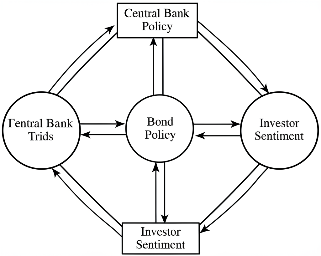 影響債券價格的互聯因素如央行政策、經濟指標與投資者情緒的複雜關係插圖