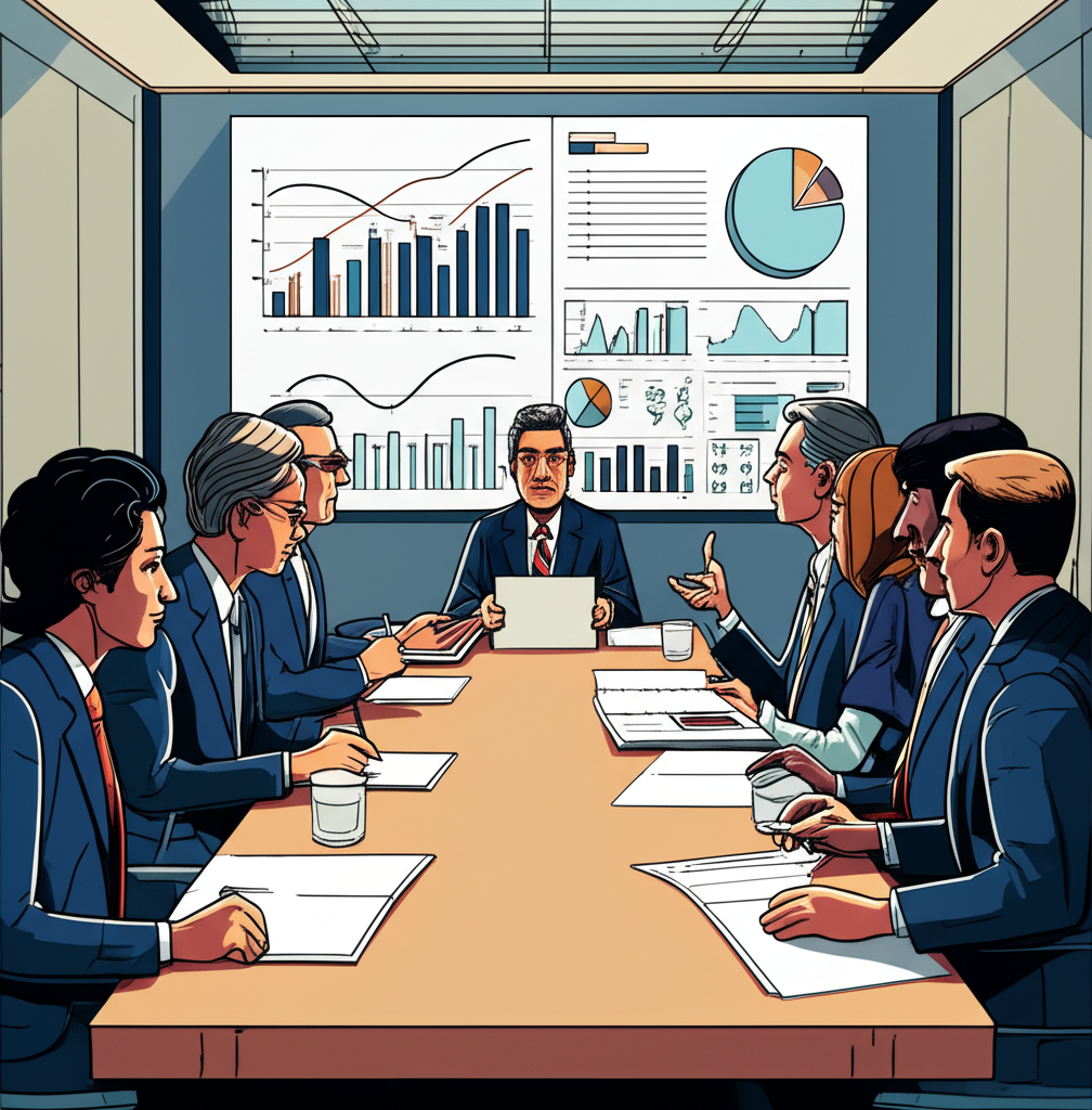 RBA board members in meeting discussing economic data