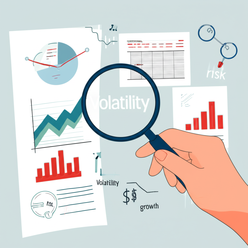 初學投資者透過放大鏡學習市場動態的插圖