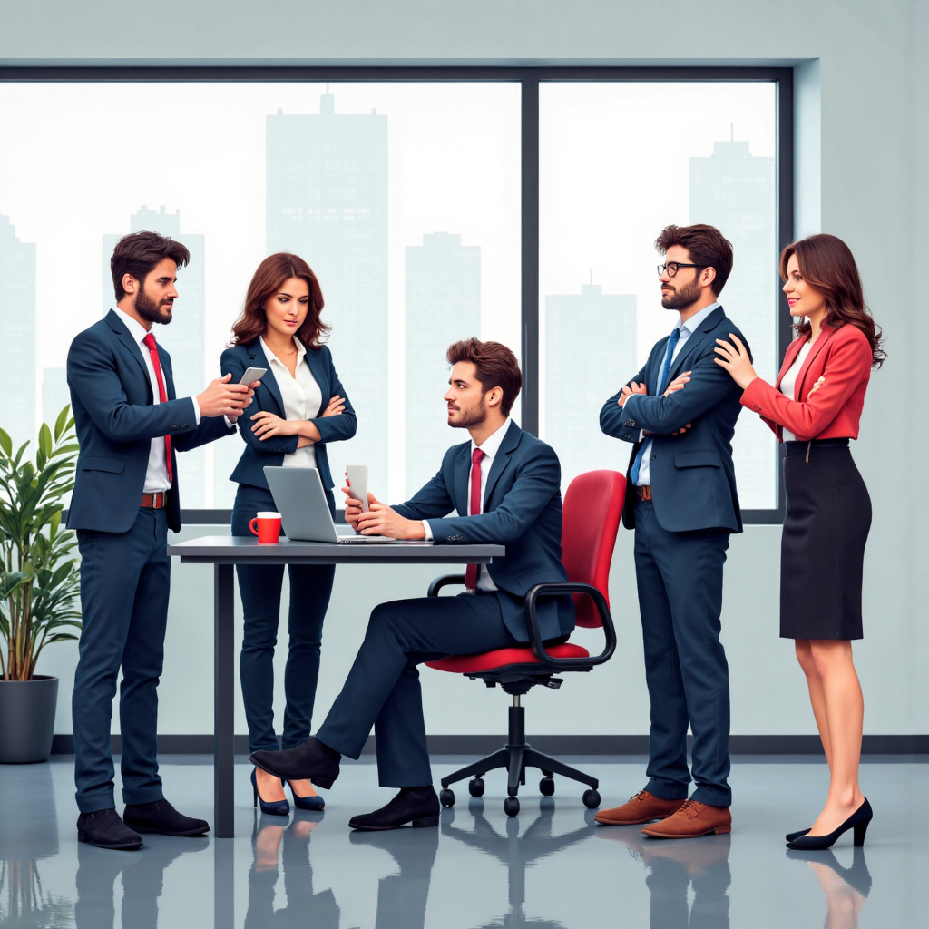 不同投資銀行部門專業人士在明亮辦公室合作的風格化描繪，如投資銀行部門、銷售與交易及研究