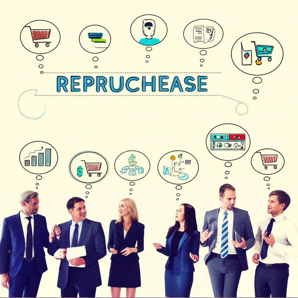 回購概念的多領域討論插圖，包含金融、電子商務和零售元素