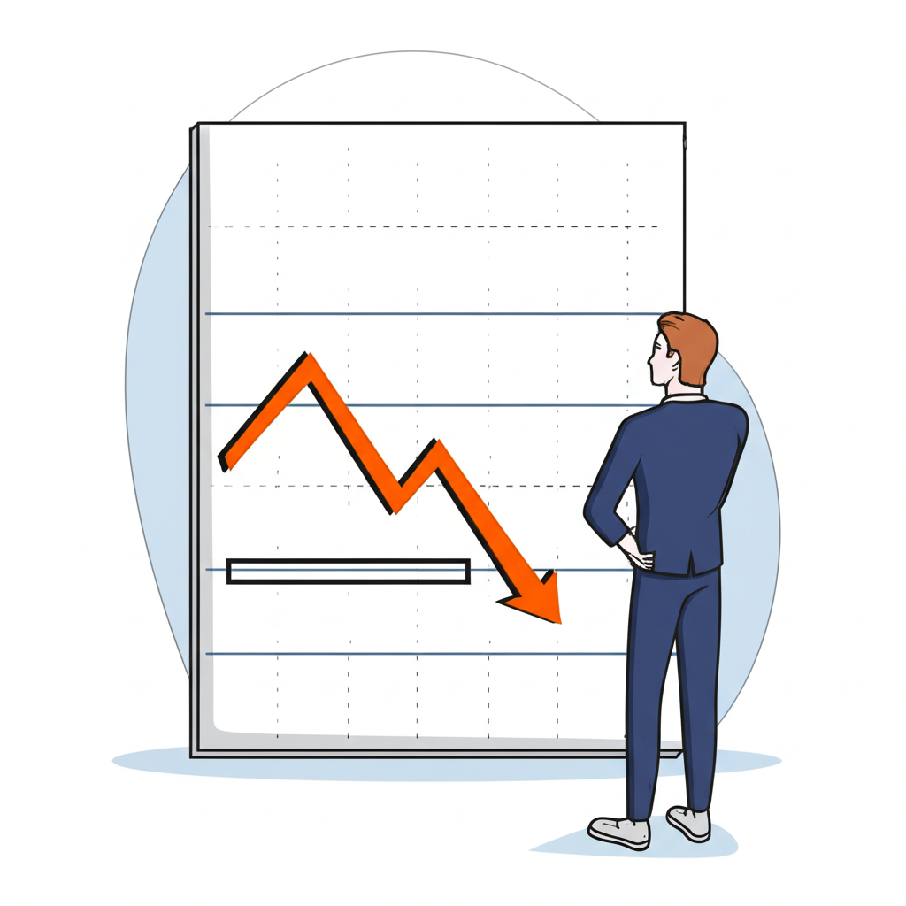 股市圖表顯示下跌趨勢後的平穩築底期與投資者充滿希望的注視
