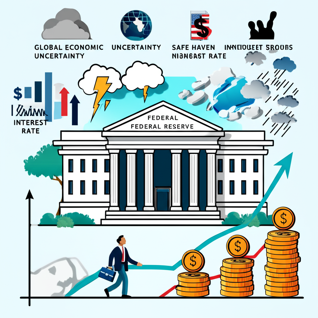美元強勢驅動因素插圖,顯示聯準會政策、全球不確定性與美國經濟韌性