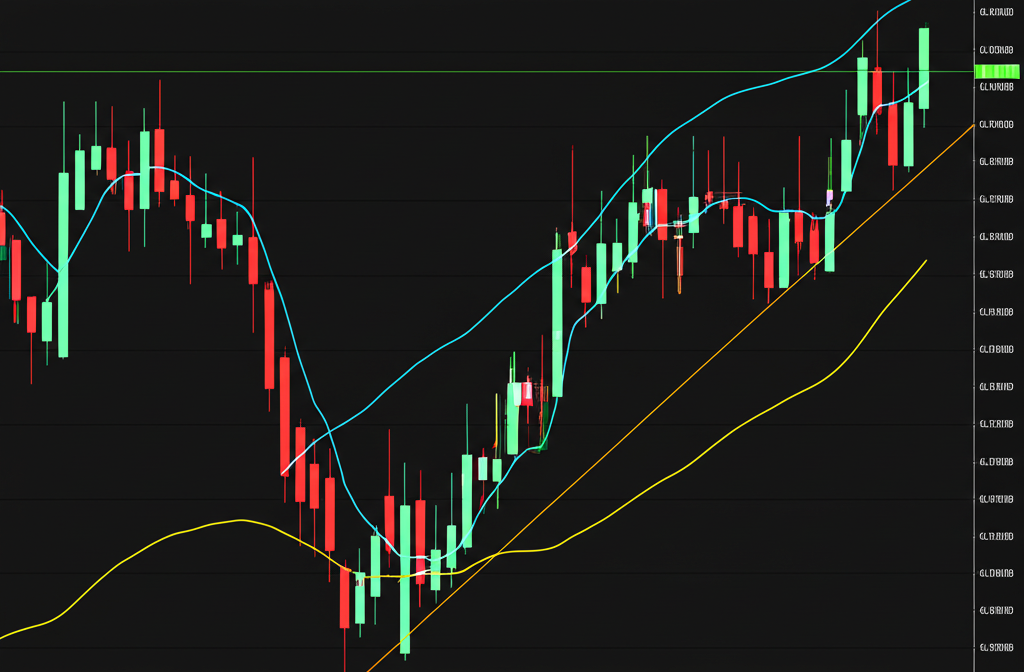 詳細的 EUR/USD 匯率趨勢金融圖表,包含蠟燭圖與線條顯示歷史價格變動與關鍵技術指標