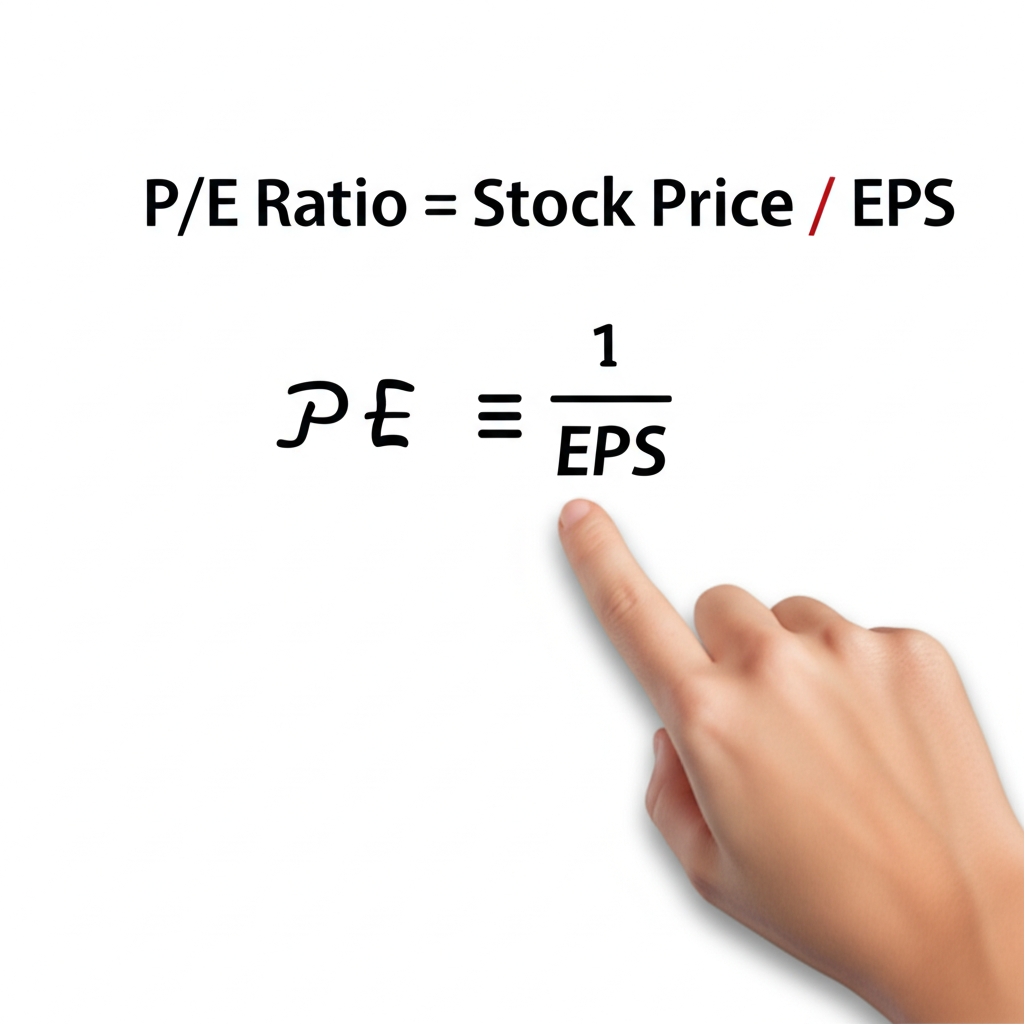 本益比公式股價除以EPS的數學插圖