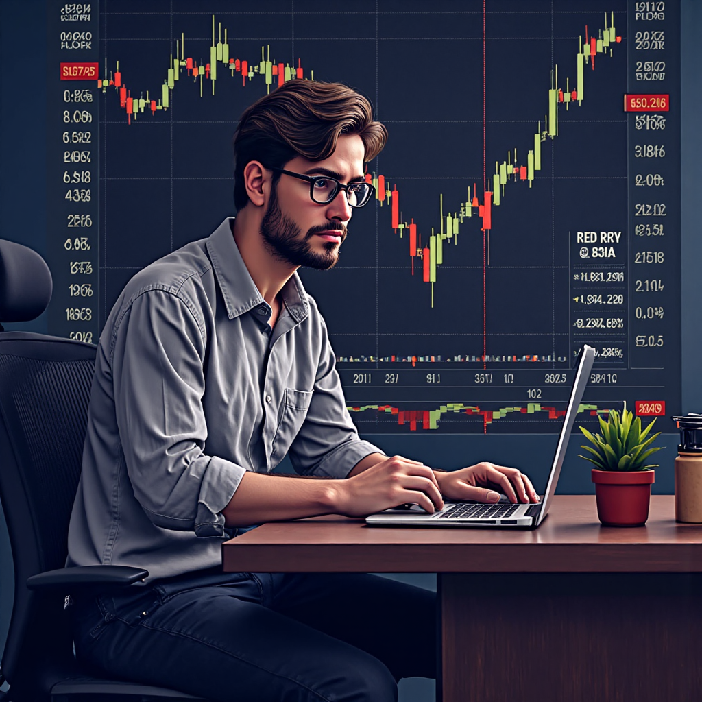 交易者分析股票圖表，短期 MA 線穿越長期 MA 線形成黃金交叉，象徵買入訊號與上漲動能