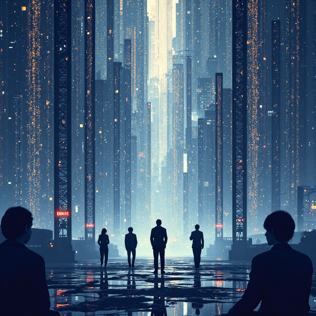 抽象像素藝術插圖,象徵搜尋演算法與使用者心理的連結,流線與發光節點代表數據分析和人類需求,呈現未來感和輕靈氛圍